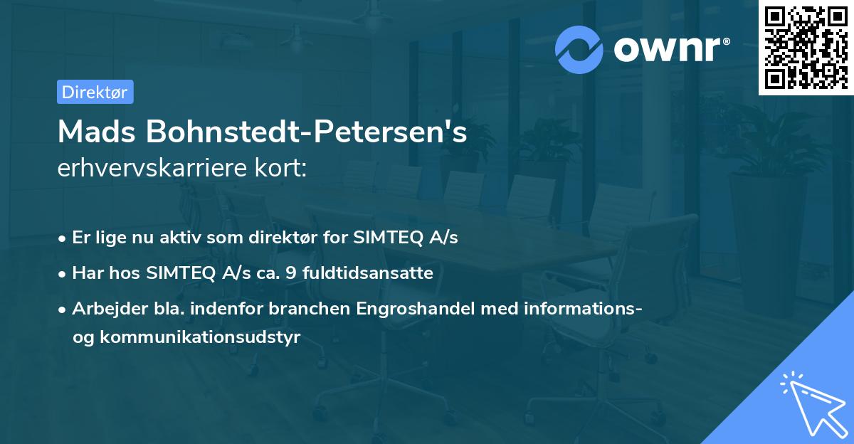 Mads Bohnstedt-Petersen's erhvervskarriere kort
