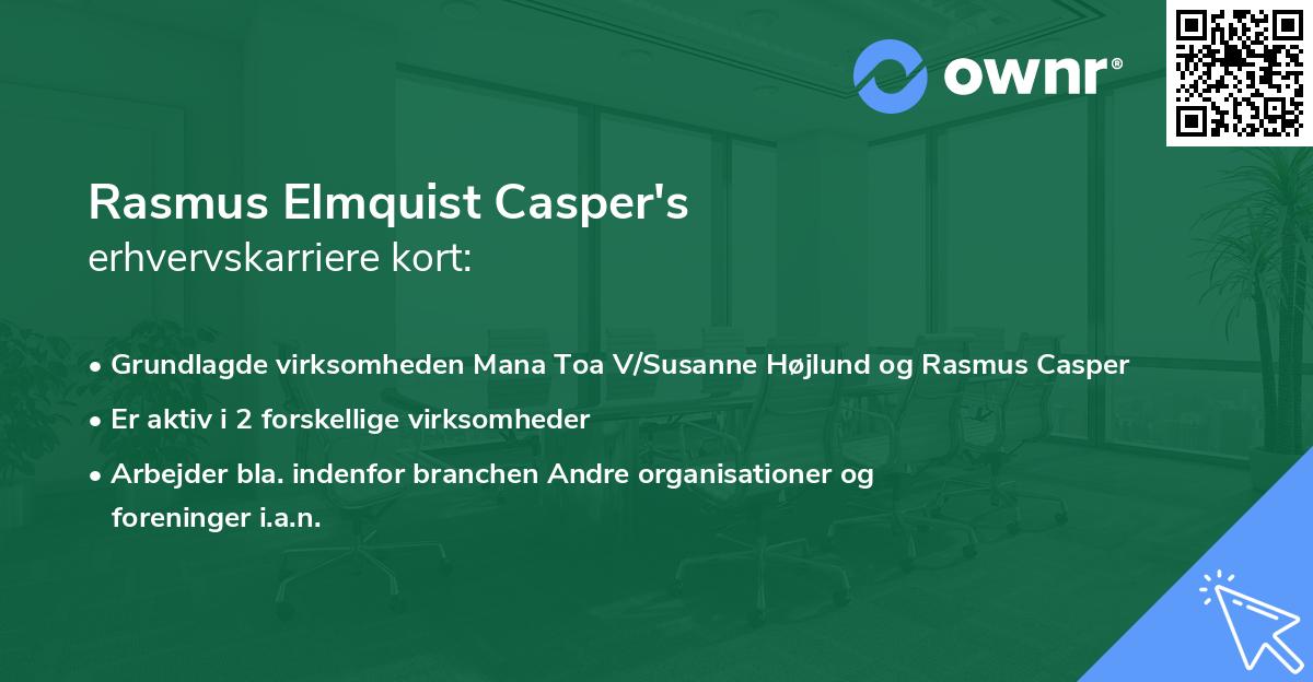 Rasmus Elmquist Casper's erhvervskarriere kort