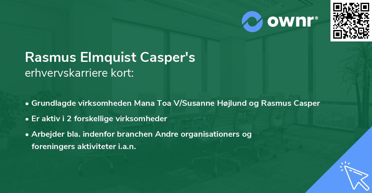 Rasmus Elmquist Casper's erhvervskarriere kort