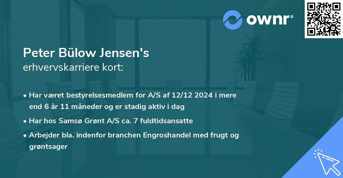 Peter Bülow Jensen's erhvervskarriere kort