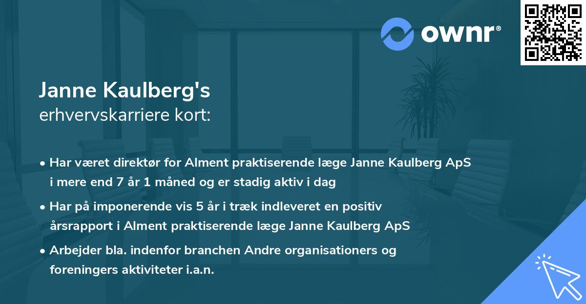 Janne Kaulberg's erhvervskarriere kort