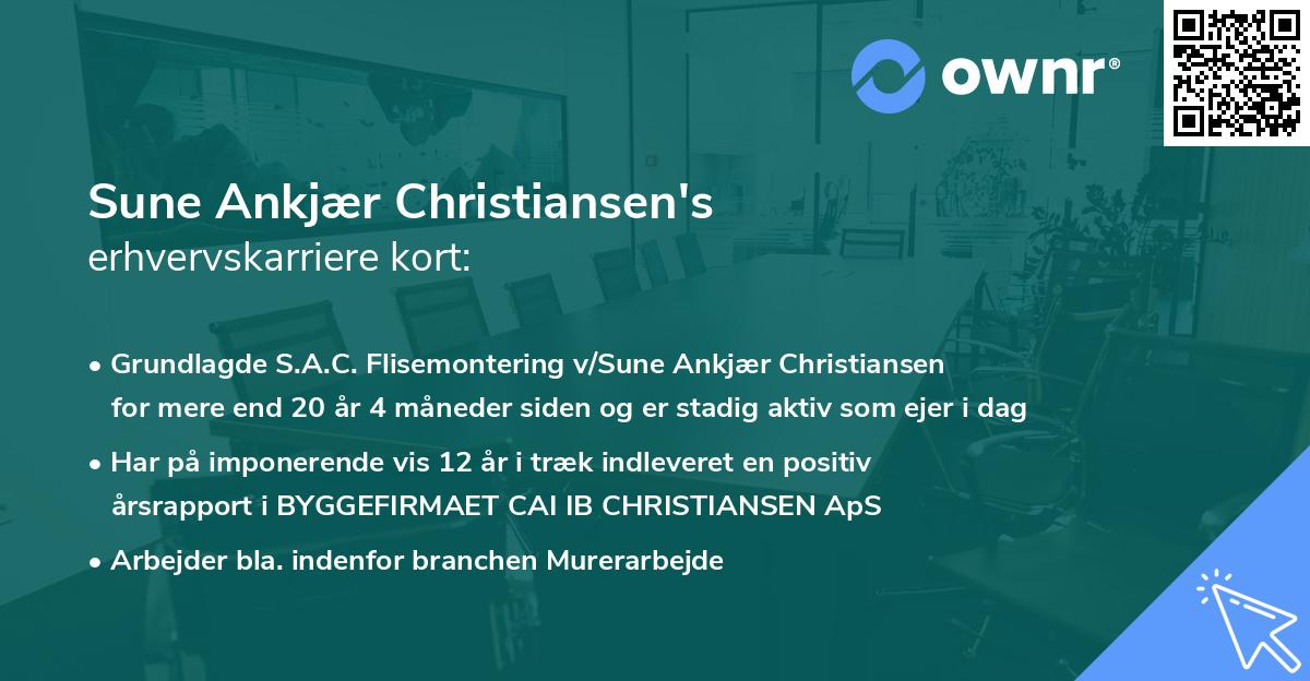 Sune Ankjær Christiansen's erhvervskarriere kort