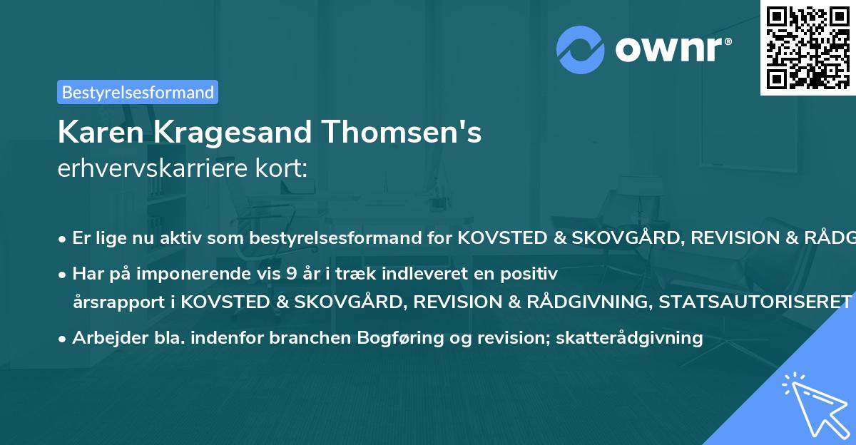 Karen Kragesand Thomsen's erhvervskarriere kort