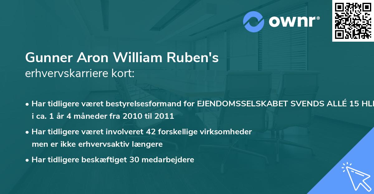 Gunner Aron William Ruben's erhvervskarriere kort