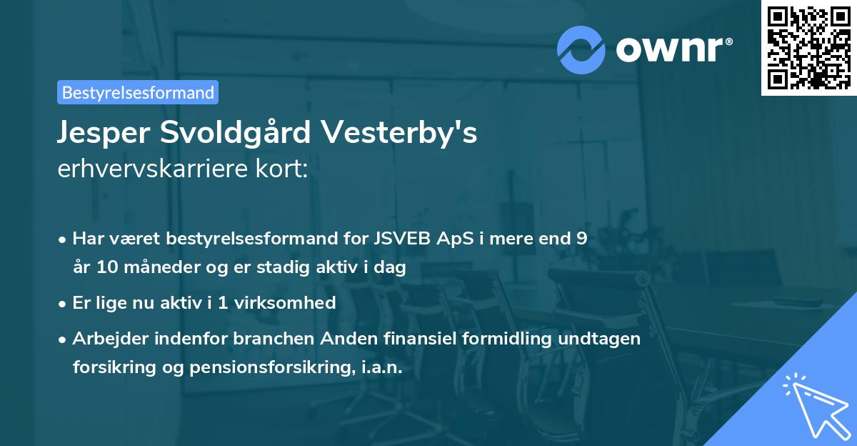 Jesper Svoldgård Vesterby's erhvervskarriere kort