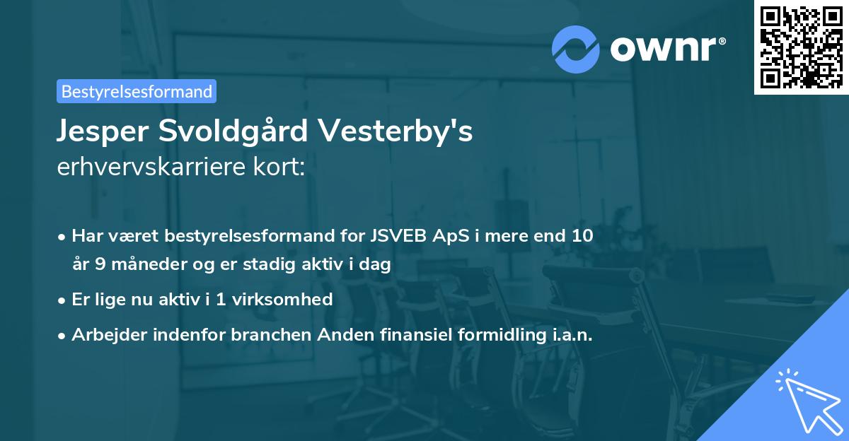 Jesper Svoldgård Vesterby's erhvervskarriere kort