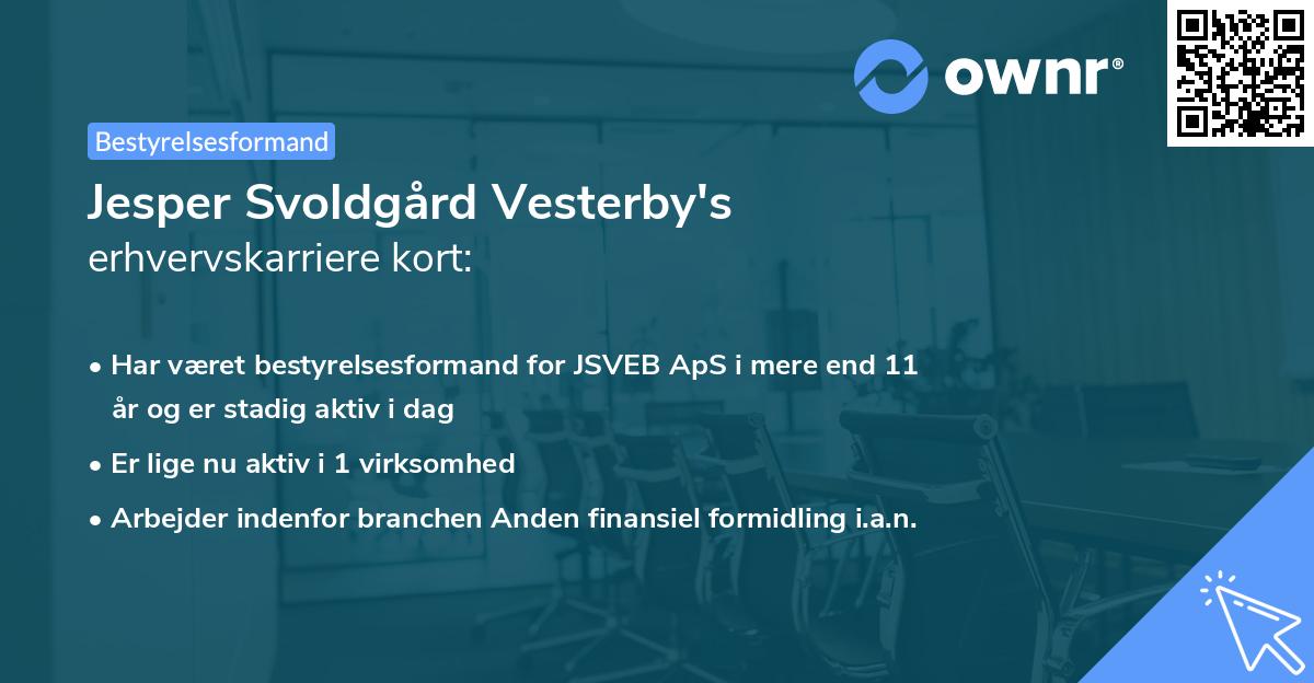 Jesper Svoldgård Vesterby's erhvervskarriere kort