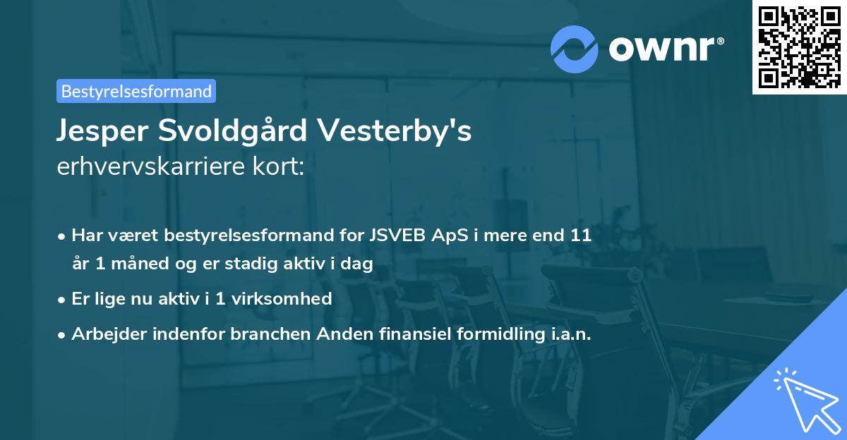 Jesper Svoldgård Vesterby's erhvervskarriere kort