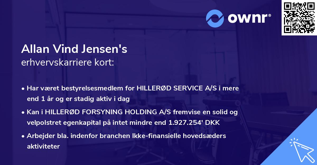 Allan Vind Jensen's erhvervskarriere kort