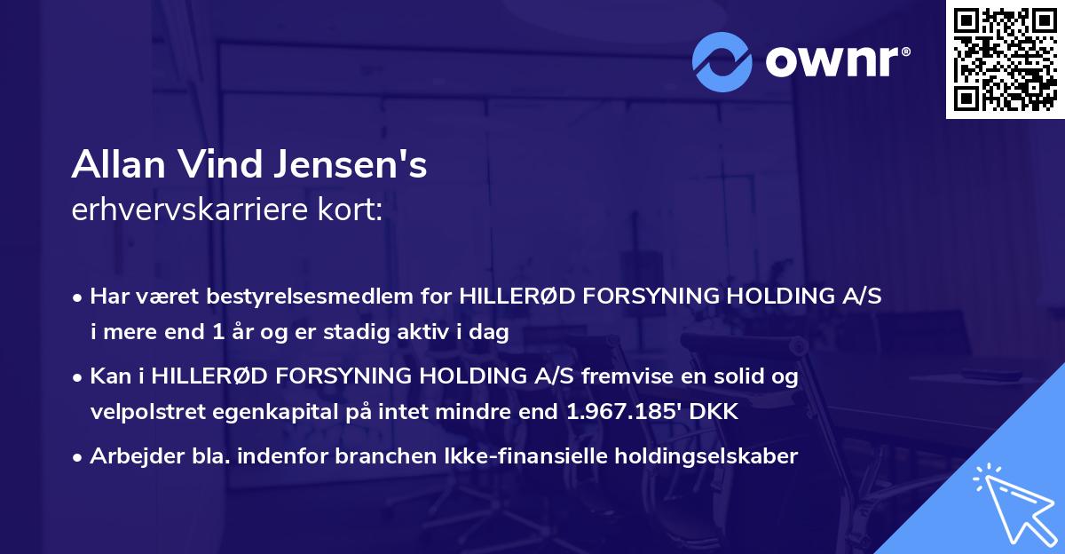 Allan Vind Jensen's erhvervskarriere kort