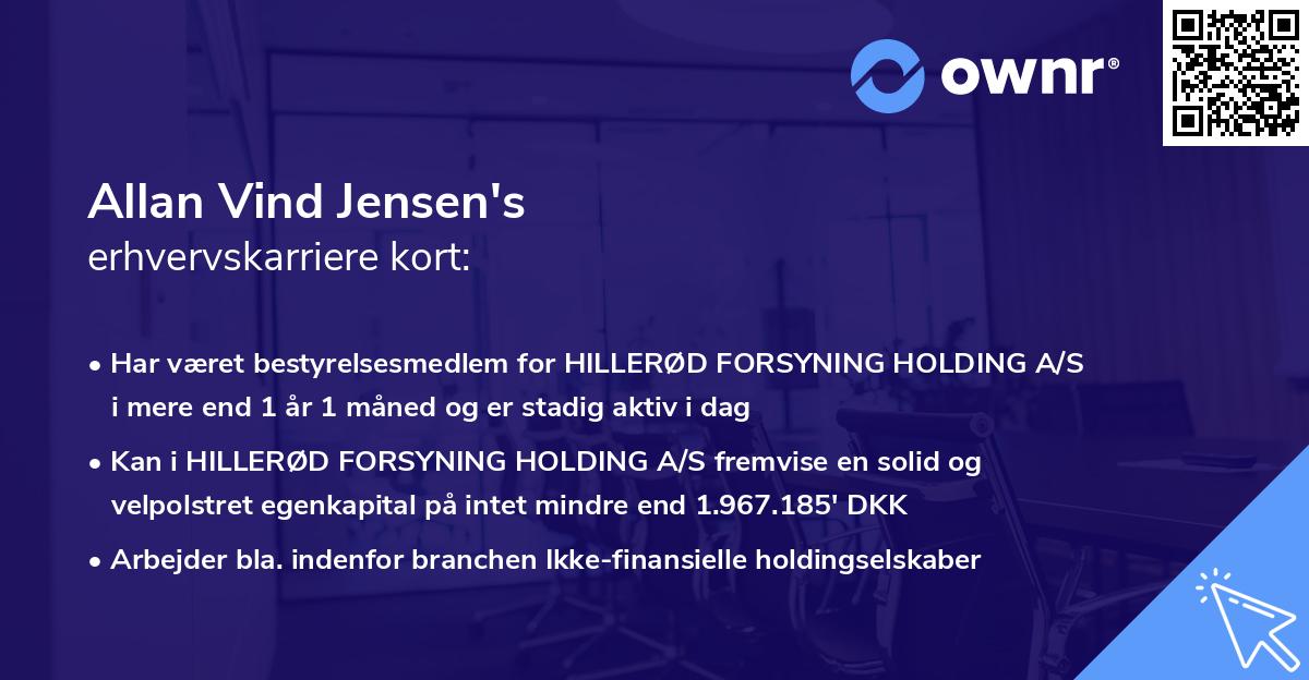 Allan Vind Jensen's erhvervskarriere kort