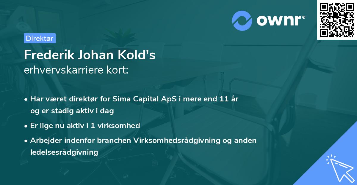 Frederik Johan Kold's erhvervskarriere kort