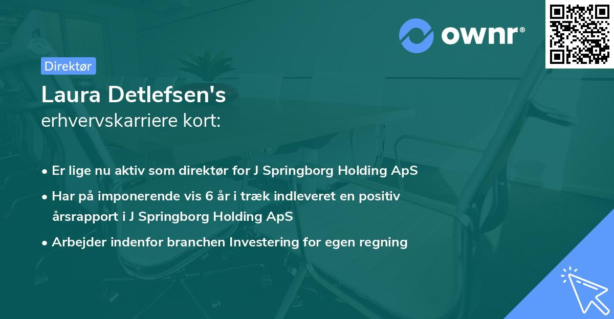 Laura Detlefsen's erhvervskarriere kort