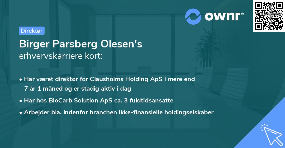 Birger Parsberg Olesen's erhvervskarriere kort