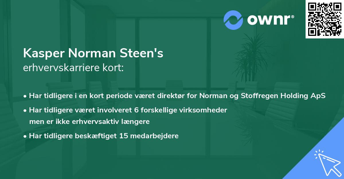 Kasper Norman Steen's erhvervskarriere kort