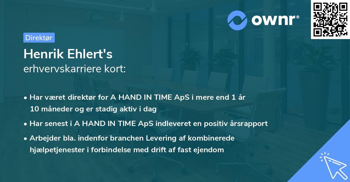 Henrik Ehlert's erhvervskarriere kort