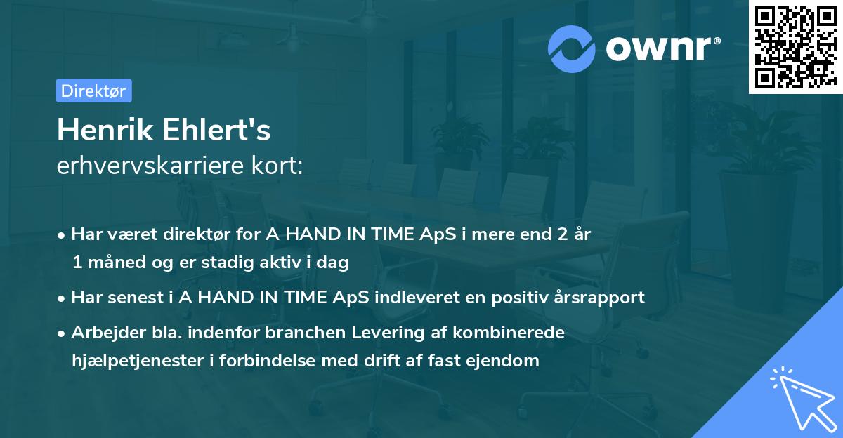 Henrik Ehlert's erhvervskarriere kort