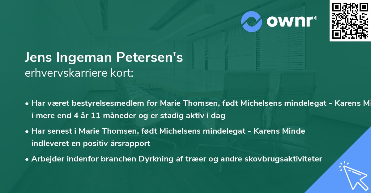 Jens Ingeman Petersen's erhvervskarriere kort