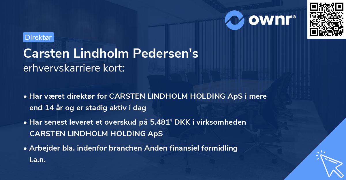 Carsten Lindholm Pedersen's erhvervskarriere kort