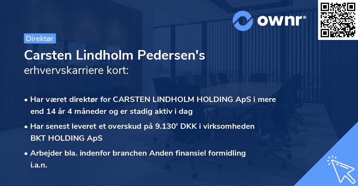 Carsten Lindholm Pedersen's erhvervskarriere kort