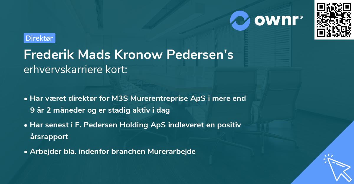 Frederik Mads Kronow Pedersen's erhvervskarriere kort