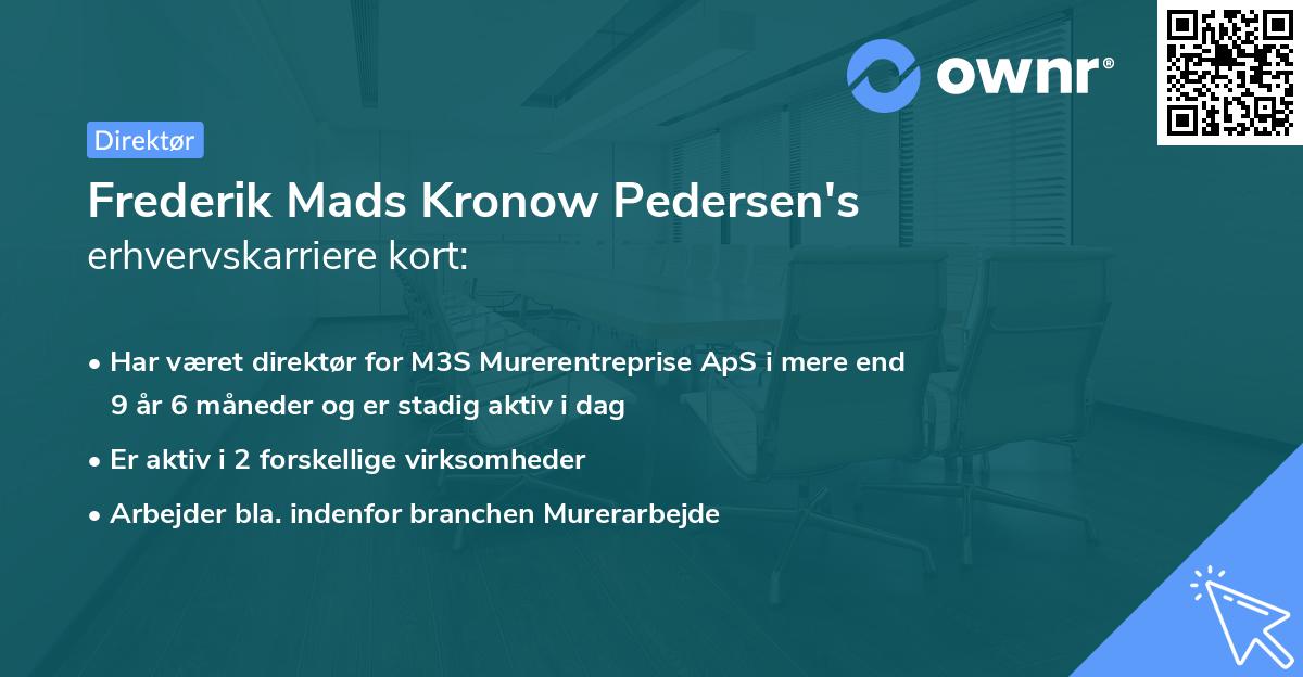 Frederik Mads Kronow Pedersen's erhvervskarriere kort