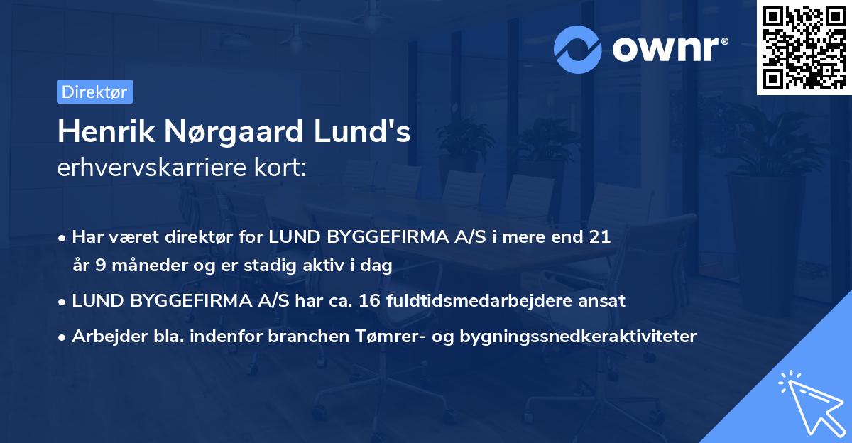 Henrik Nørgaard Lund's erhvervskarriere kort