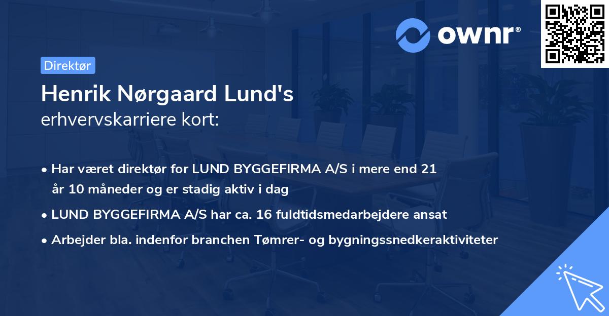 Henrik Nørgaard Lund's erhvervskarriere kort