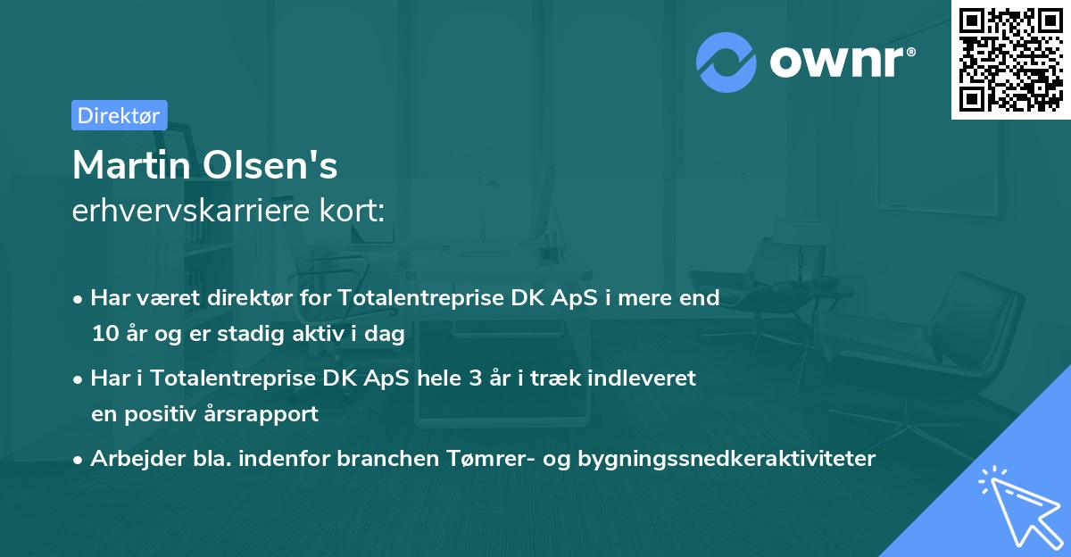 Martin Olsen's erhvervskarriere kort