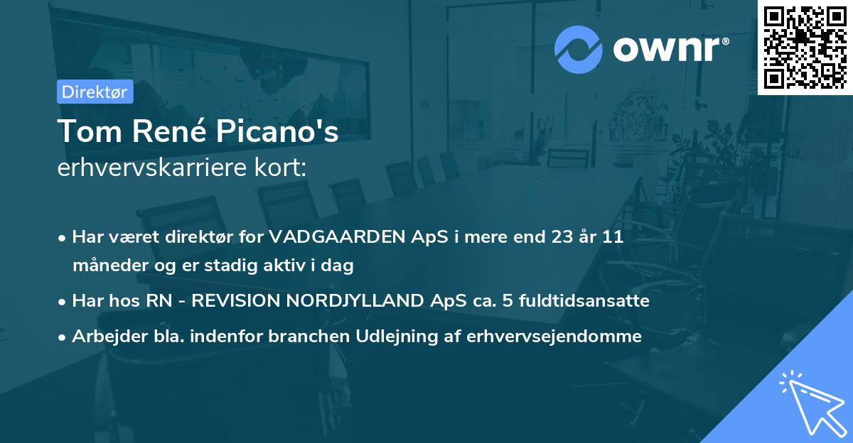 Tom René Picano's erhvervskarriere kort