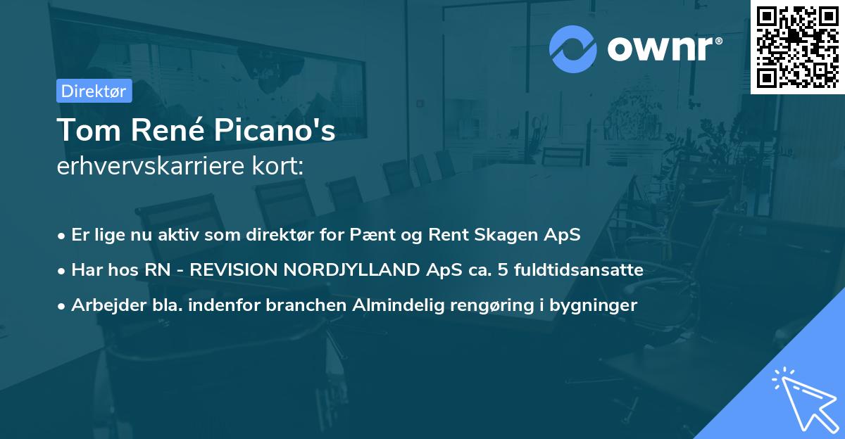 Tom René Picano's erhvervskarriere kort