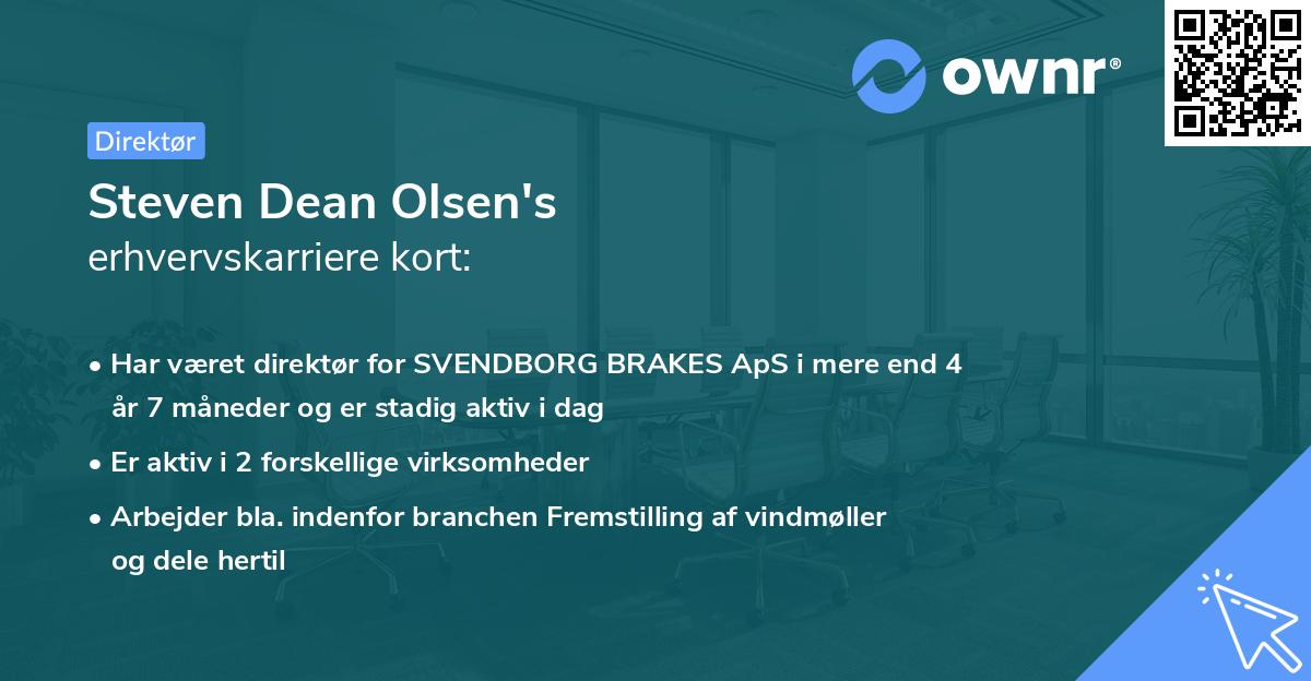 Steven Dean Olsen's erhvervskarriere kort