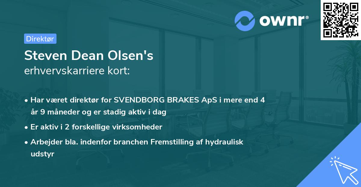 Steven Dean Olsen's erhvervskarriere kort