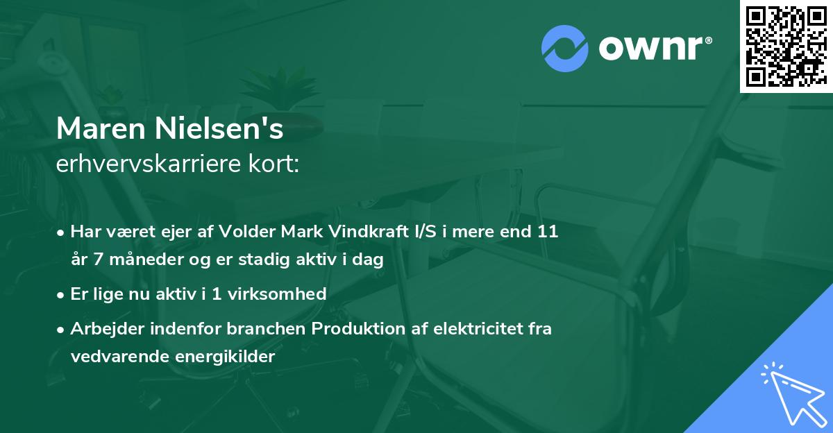 Maren Nielsen's erhvervskarriere kort