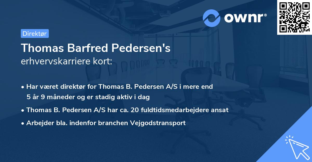 Thomas Barfred Pedersen's erhvervskarriere kort