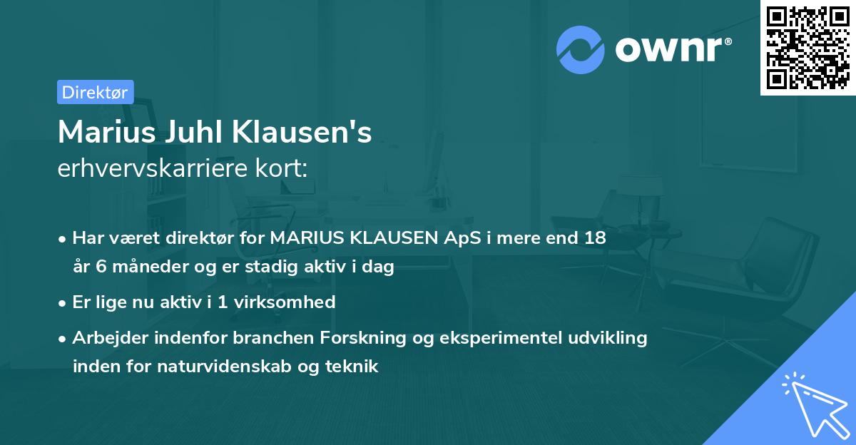 Marius Juhl Klausen's erhvervskarriere kort