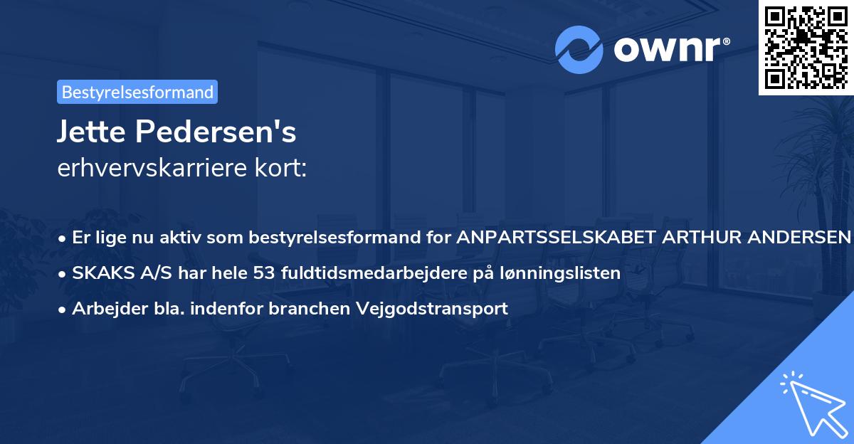 Jette Pedersen's erhvervskarriere kort