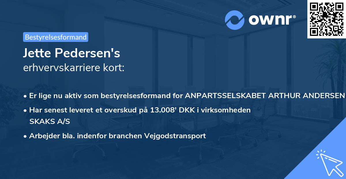 Jette Pedersen's erhvervskarriere kort