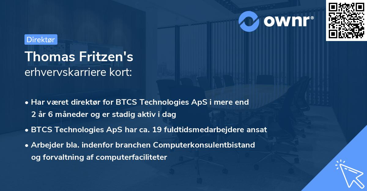 Thomas Fritzen's erhvervskarriere kort
