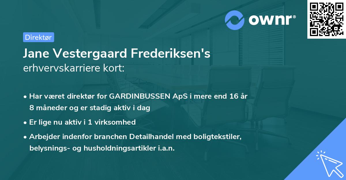 Jane Vestergaard Frederiksen's erhvervskarriere kort