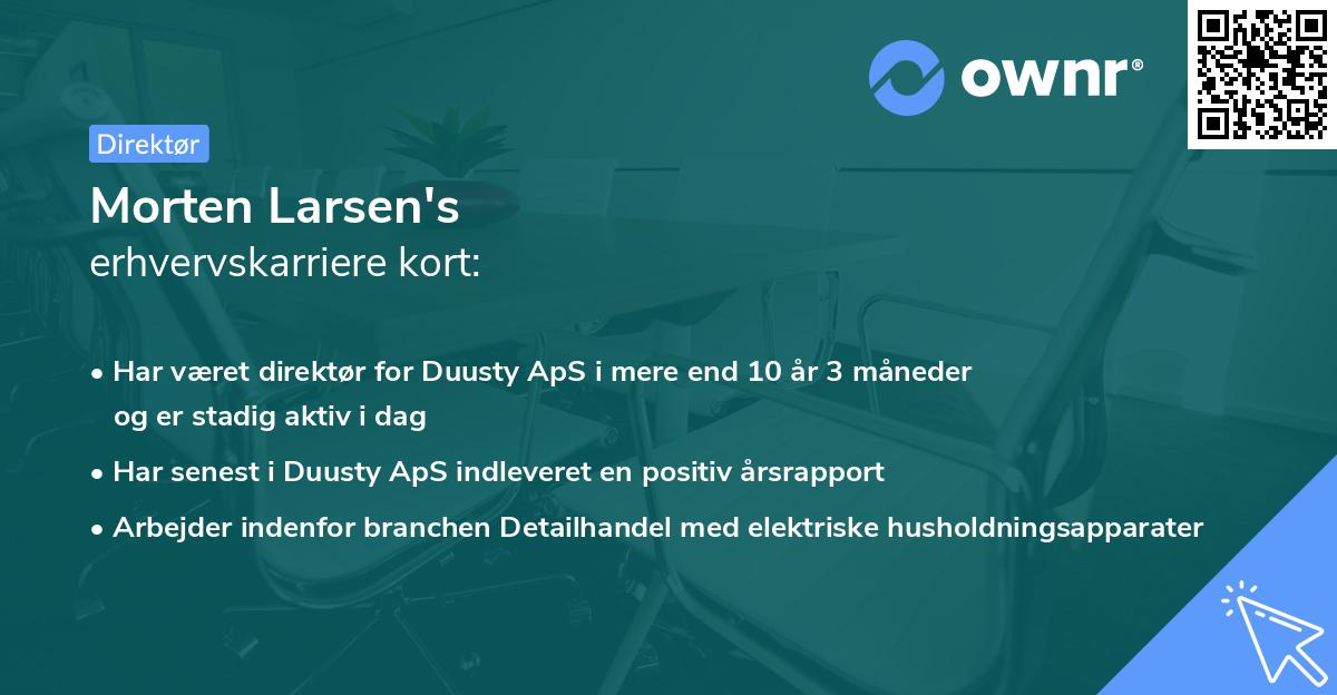 Morten Larsen's erhvervskarriere kort