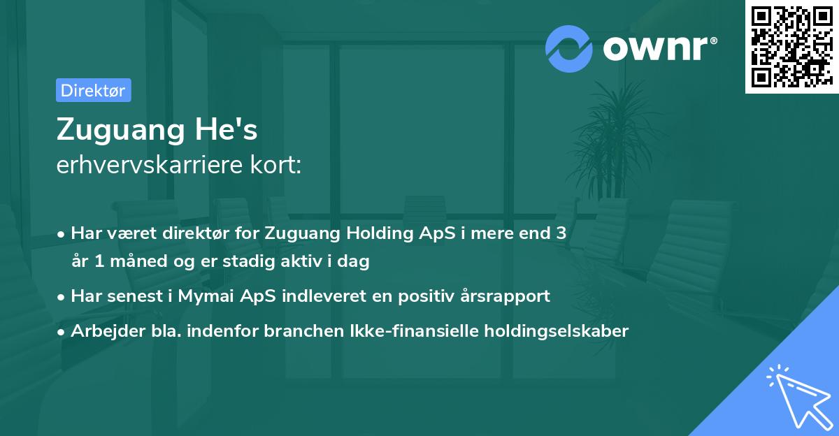 Zuguang He's erhvervskarriere kort