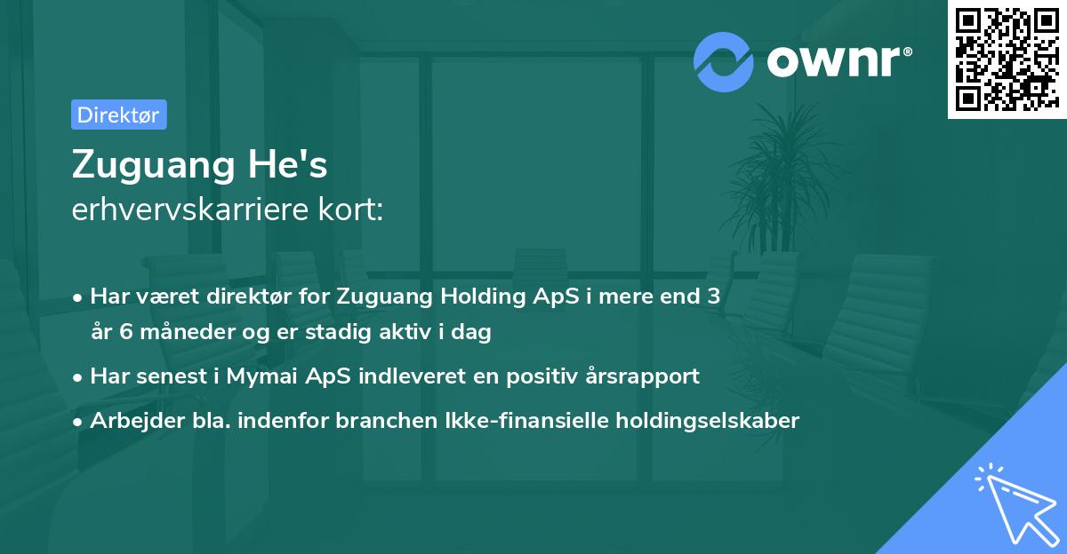Zuguang He's erhvervskarriere kort
