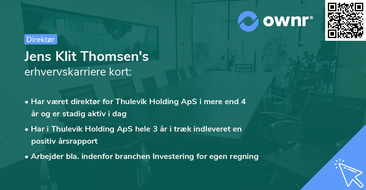 Jens Klit Thomsen's erhvervskarriere kort