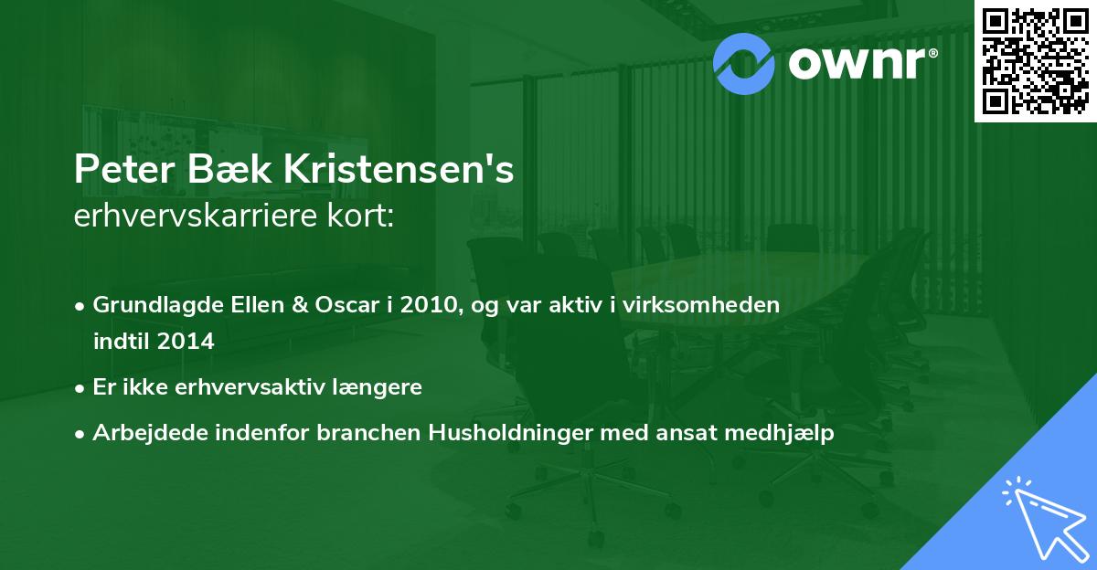 Peter Bæk Kristensen's erhvervskarriere kort
