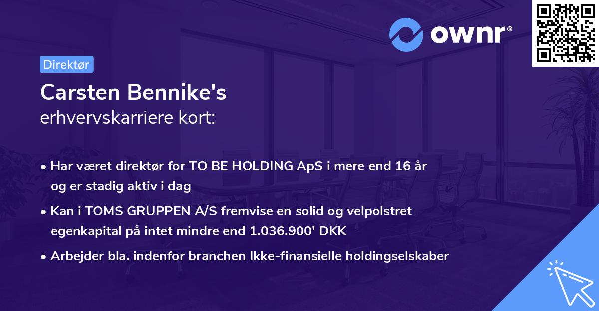 Carsten Bennike's erhvervskarriere kort