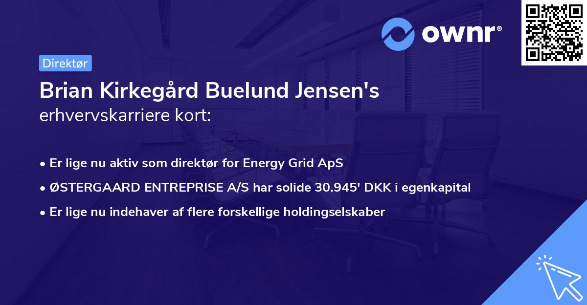 Brian Kirkegård Buelund Jensen's erhvervskarriere kort