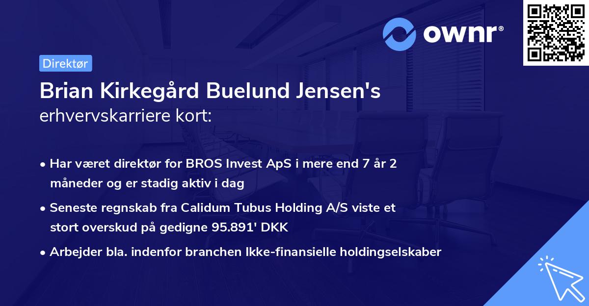 Brian Kirkegård Buelund Jensen's erhvervskarriere kort
