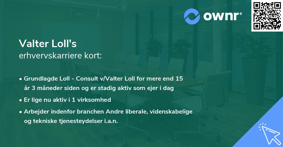 Valter Loll's erhvervskarriere kort