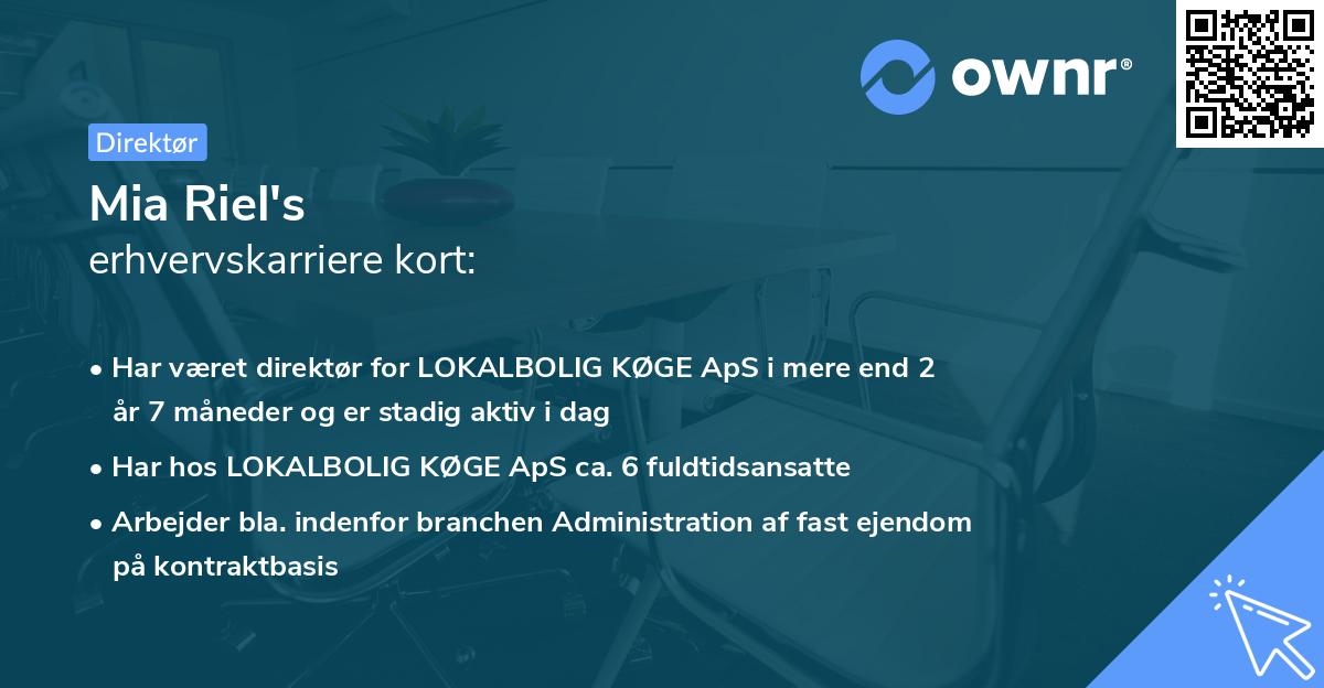 Mia Riel's erhvervskarriere kort